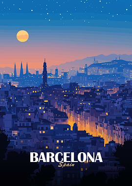 Barcelona, Spain at Night