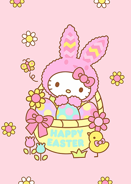 hello kitty happy easter illustration