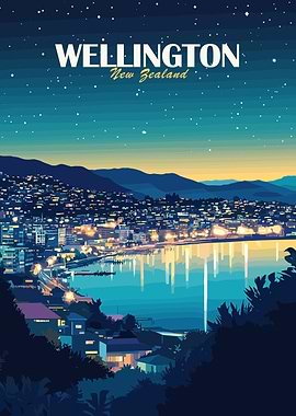 Wellington New Zealand Cityscape at Night