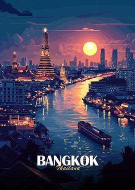 Bangkok Thailand Cityscape at Sunset
