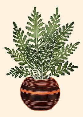 Potted Fern Illustration