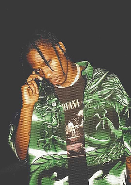 Travis Scott Portrait with Nirvana Shirt