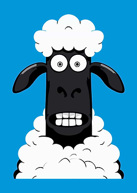 Cartoon Sheep with Goofy Expression
