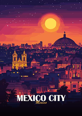 Mexico City Skyline at Sunset