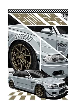 Silver BMW M3 E46 Illustration