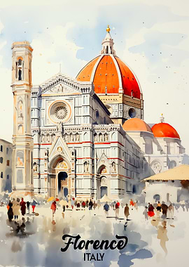 Florence, Italy Watercolor Painting