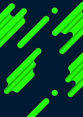 Neon Green Abstract Shapes on Navy Background