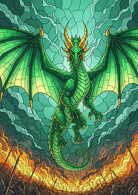 Green Dragon Over Battlefield