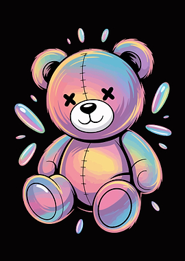Pastel Teddy Bear with X Eyes