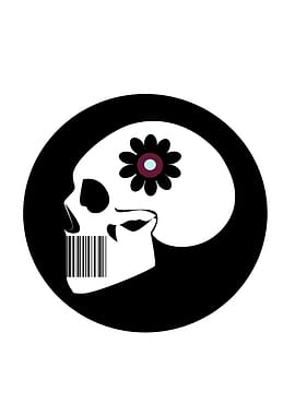 Skull with Flower and Barcode