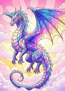 Pastel Dragon in the Clouds