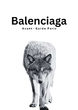 Balenciaga Avant-Garde. Minimalist Black and White Wolf Design