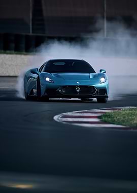 Teal Maserati MC20 Drifting on Track