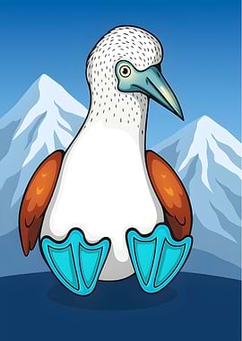 Cartoon Blue-Footed Booby Illustration