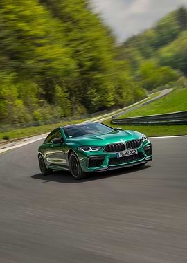Green BMW M8 Competition on Track