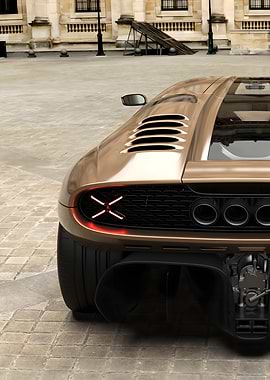 Gold Sports Car Rear View