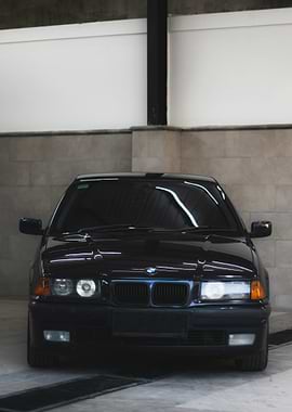 Black BMW E36 Front View