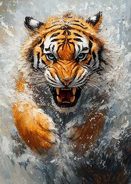 Roaring Tiger Painting