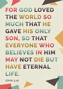 John 3:16 Bible Verse Typography Art