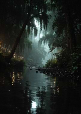 Mystical tropical Forest lights