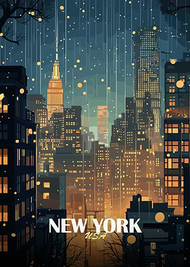 New York Cityscape at Night