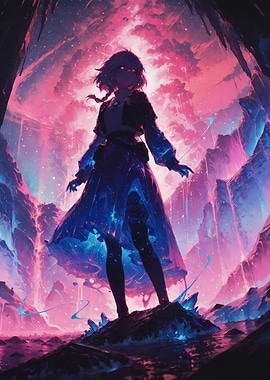 Anime Girl in Fantasy Landscape