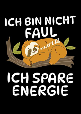 Lazy Sloth Saving Energy Illustration