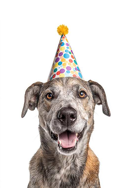 Plott Hound Dog with Birthday Hat