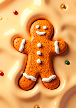 Gingerbread Man in Creamy Background