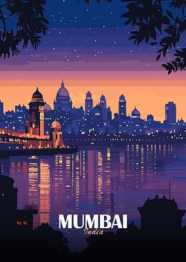 Mumbai India Skyline at Dusk