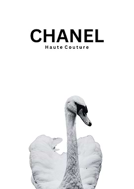 Chanel Haute Couture Swan. Elegant Swan Minimalist Black and White