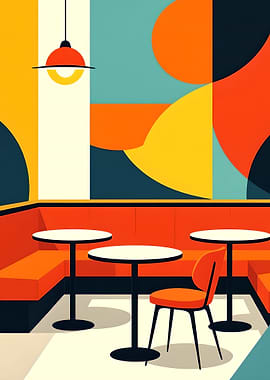 Modern Restaurant Interior with Geometric Design