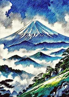 Mount Fuji Landscape Sketch