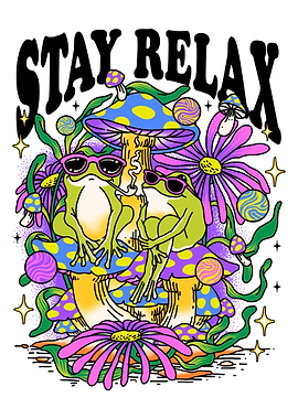 Stay Relax Frogs on Mushrooms