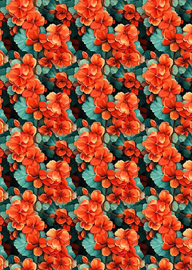 Floral Pattern with Orange Flowers