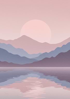 Pastel Mountain Lake Sunset