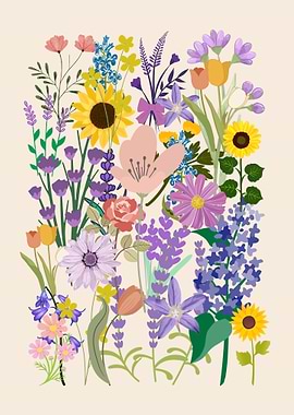 Colorful Floral Arrangement Illustration