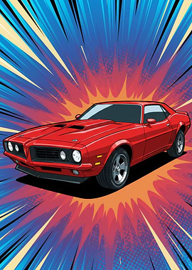 Red Car Comic Book Style