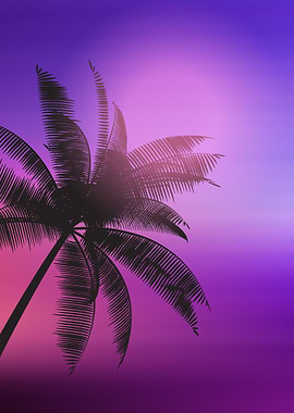 Palm Tree Silhouette with Purple Gradient
