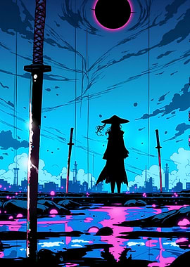 Samurai Silhouette with Katana