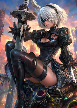 2B Nier Automata Digital Art