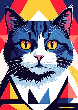 Geometric Cat Portrait