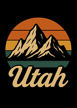 Utah Mountains USA State Retro Design
