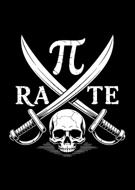 Pi Pirate Skull and Swords Math Pun