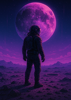 Cyberpunk Astronaut on a Purple Alien Planet