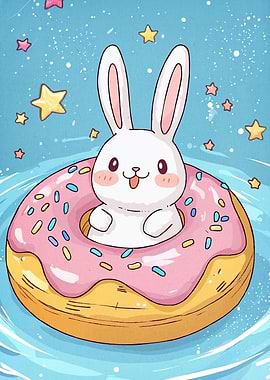 Cute Bunny in Donut