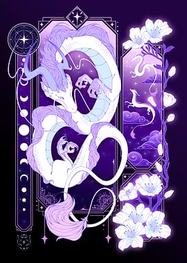 Celestial Dragon and Cherry Blossoms Art