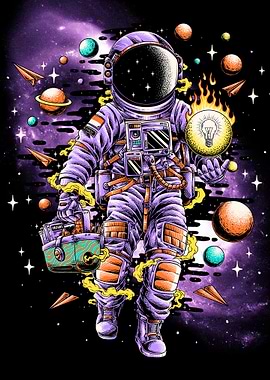 Astronaut with Idea in Space