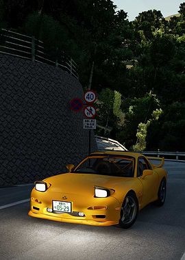 Yellow Comet RX-7 on Touge