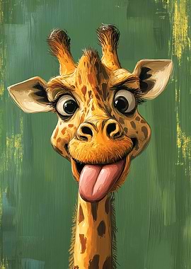 Cartoon Giraffe with Tongue Out